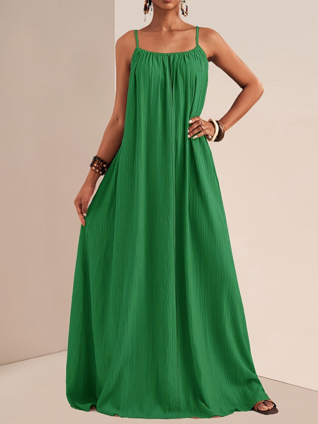 Spaghetti Strap Flowy Maxi Dress by Shopiebay
