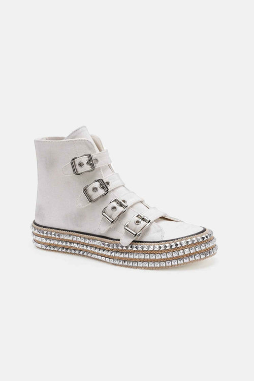 Beast Fashion Multi-Buckle Straps Studded Platform Sneakers by Wild and Free Boutique