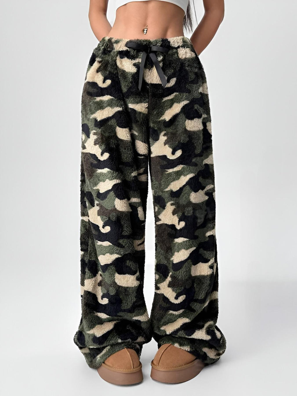 Leopard Wide Leg Plush Pants