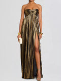 Split Sweetheart Neck Tube Maxi Dress by Shopiebay