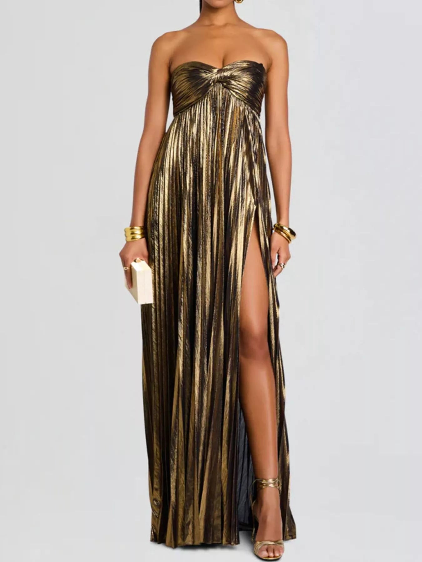 Split Sweetheart Neck Tube Maxi Dress by Shopiebay
