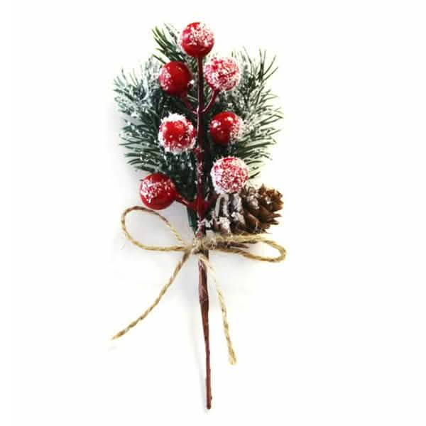 Fake Snow Frost Pine Branch Cone Berry Holly Christmas Tree Christmas Ornament by DailySale