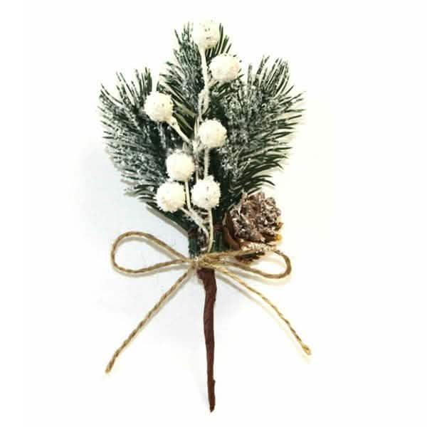 Fake Snow Frost Pine Branch Cone Berry Holly Christmas Tree Christmas Ornament by DailySale