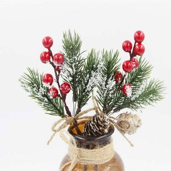 Fake Snow Frost Pine Branch Cone Berry Holly Christmas Tree Christmas Ornament by DailySale