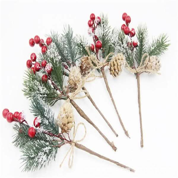Fake Snow Frost Pine Branch Cone Berry Holly Christmas Tree Christmas Ornament by DailySale
