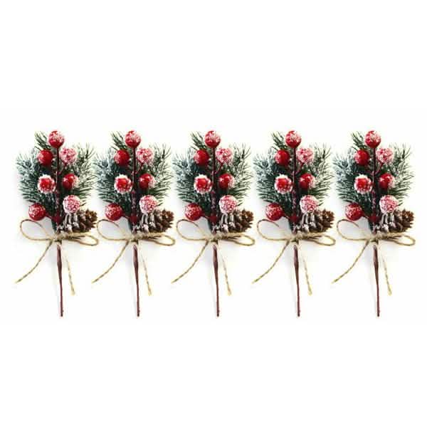 Fake Snow Frost Pine Branch Cone Berry Holly Christmas Tree Christmas Ornament by DailySale