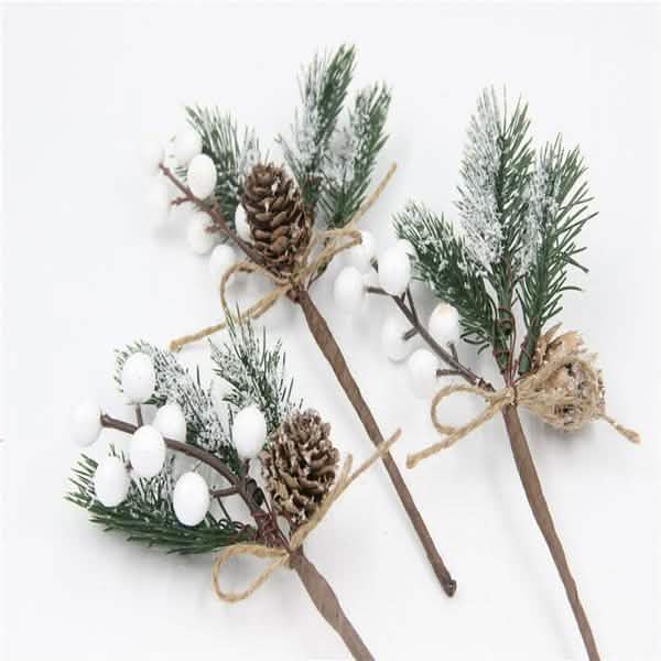 Fake Snow Frost Pine Branch Cone Berry Holly Christmas Tree Christmas Ornament by DailySale