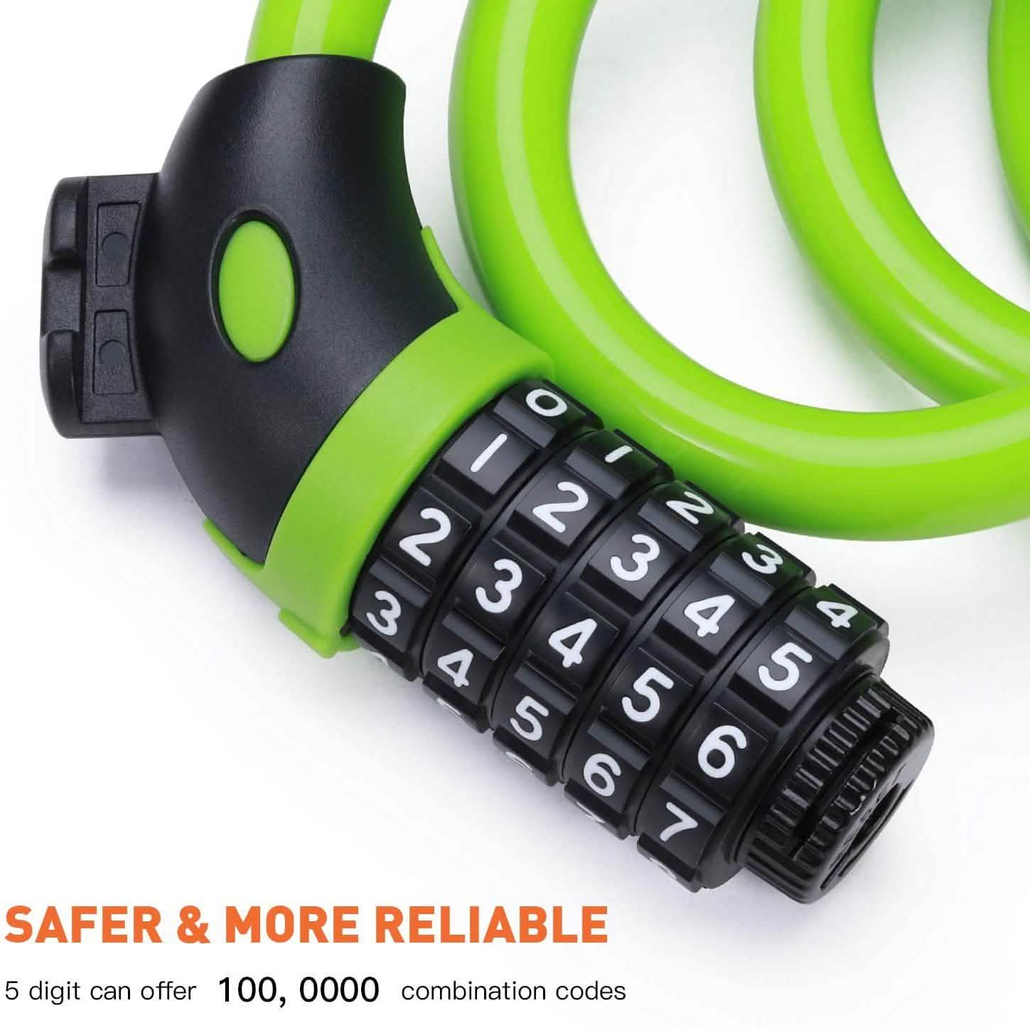 Famistar 4 Feet 5 Digit Resettable Combination Coiling Bike Chain Lock by DailySale