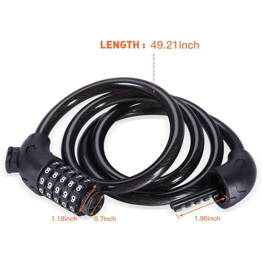 Famistar 4 Feet 5 Digit Resettable Combination Coiling Bike Chain Lock by DailySale