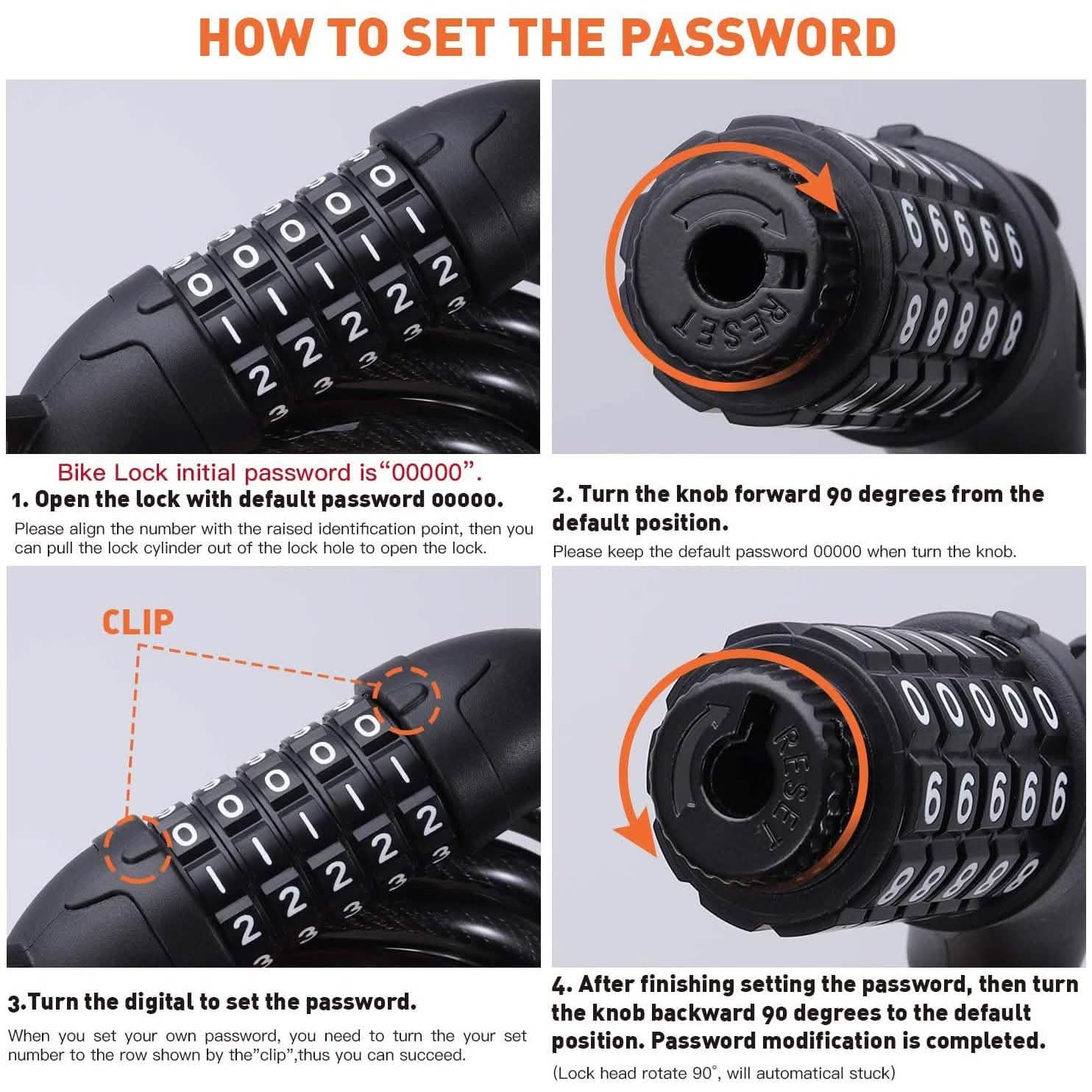 Famistar 4 Feet 5 Digit Resettable Combination Coiling Bike Chain Lock by DailySale
