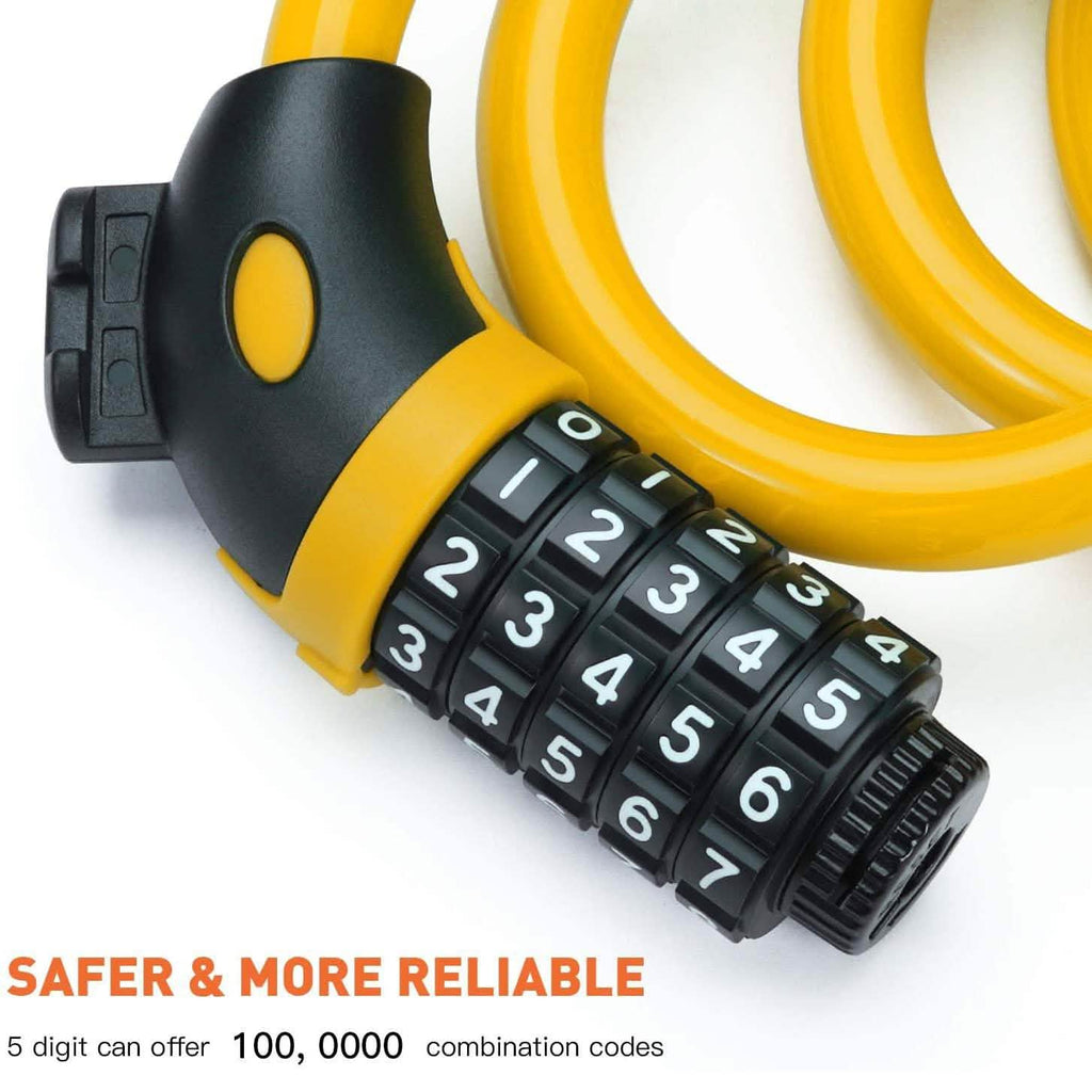 Famistar 4 Feet 5 Digit Resettable Combination Coiling Bike Chain Lock by DailySale