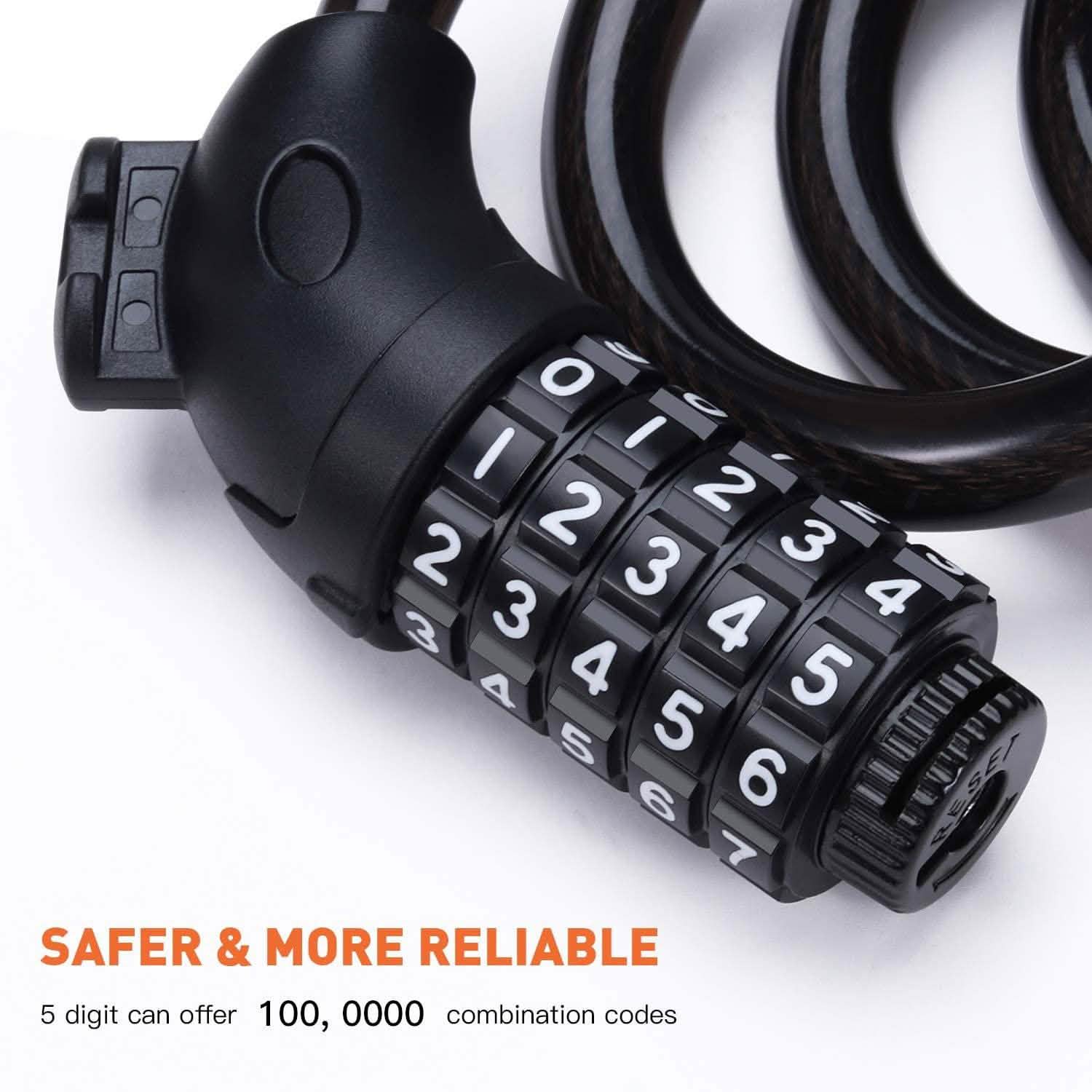 Famistar 4 Feet 5 Digit Resettable Combination Coiling Bike Chain Lock by DailySale