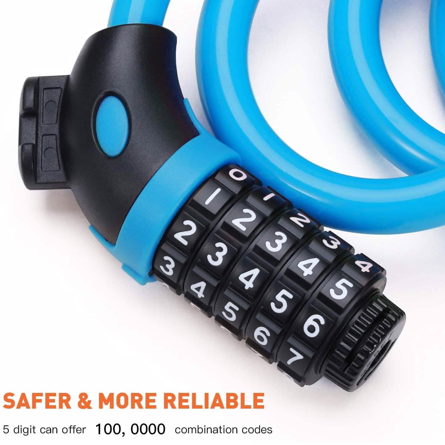Famistar 4 Feet 5 Digit Resettable Combination Coiling Bike Chain Lock by DailySale