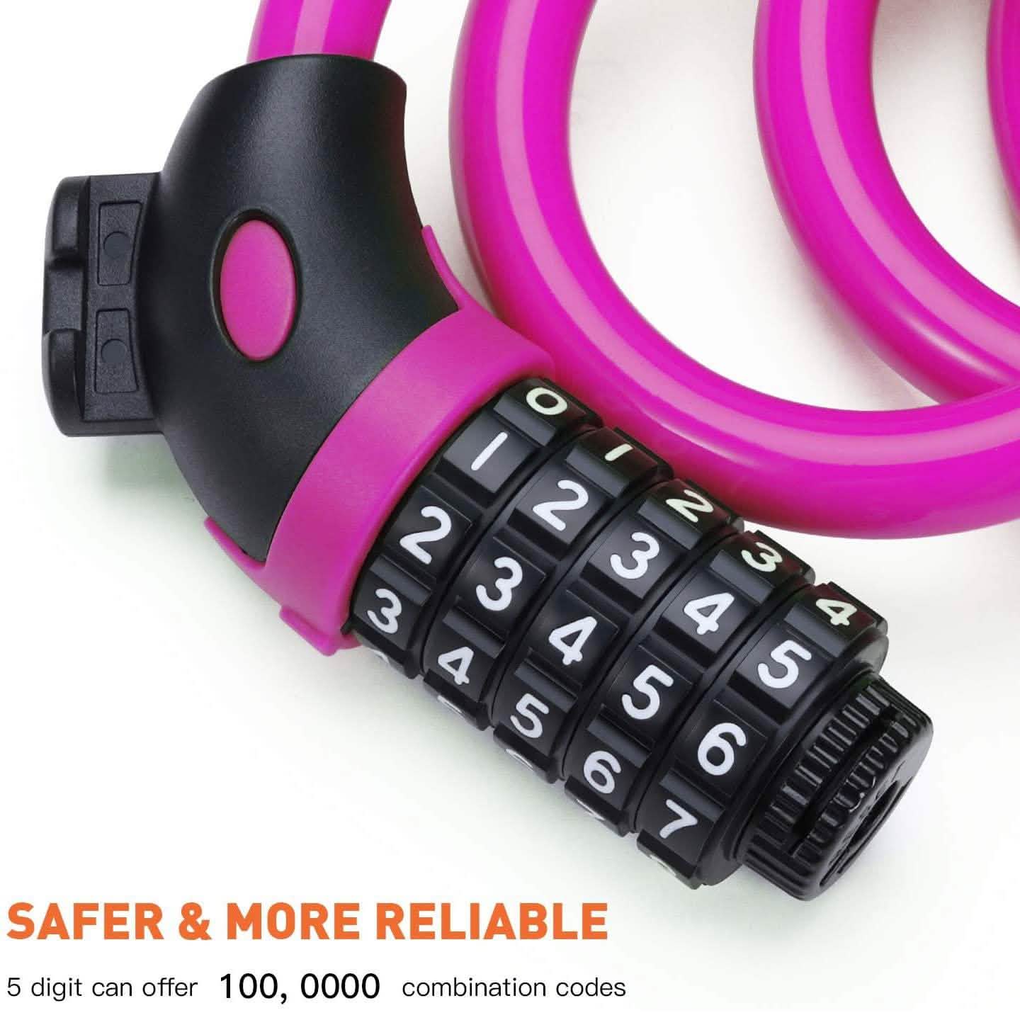 Famistar 4 Feet 5 Digit Resettable Combination Coiling Bike Chain Lock by DailySale