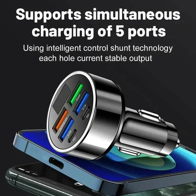 Fast Charging 6 Ports Car Charger Adapter with 4 USB + 2 Type-C 40W QC3.0 by DailySale