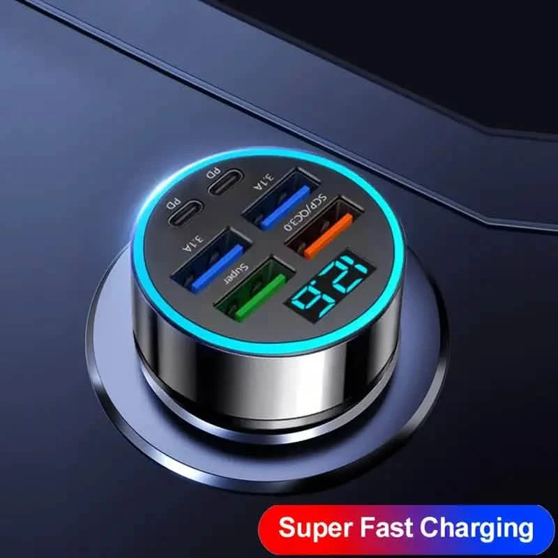 Fast Charging 6 Ports Car Charger Adapter with 4 USB + 2 Type-C 40W QC3.0 by DailySale