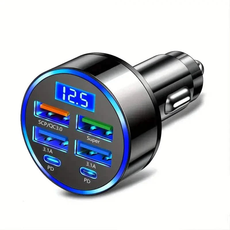 Fast Charging 6 Ports Car Charger Adapter with 4 USB + 2 Type-C 40W QC3.0 by DailySale