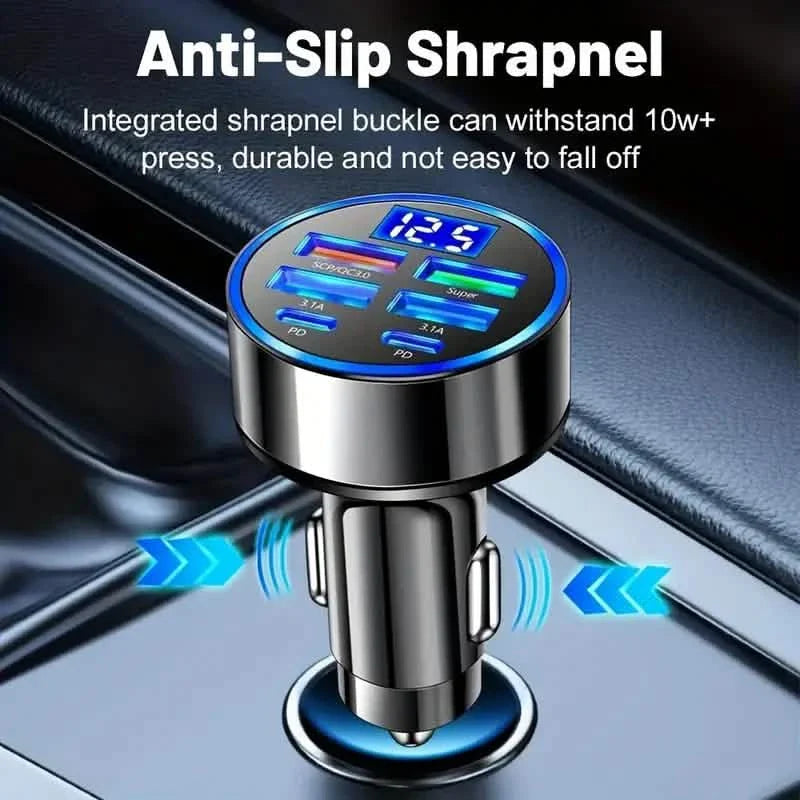 Fast Charging 6 Ports Car Charger Adapter with 4 USB + 2 Type-C 40W QC3.0 by DailySale