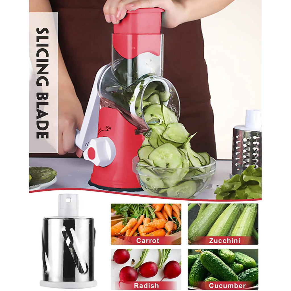 FAVIA Rotary Cheese Grater with Handle - Food Shredder with 3 Stainless Steel Drum Blades by DailySale