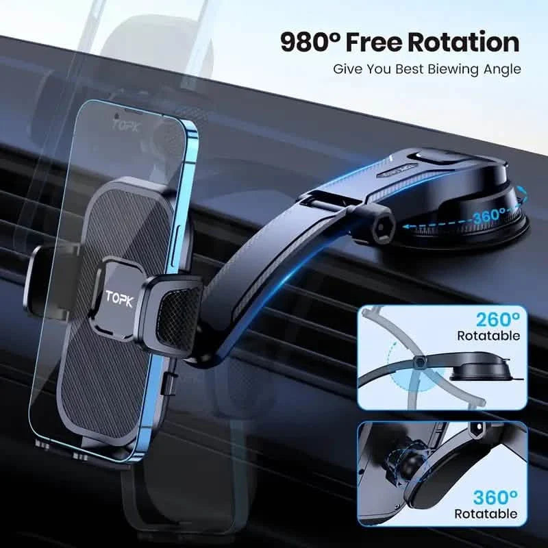TOPK D38C Car Phone Holder – Adjustable Dashboard Mount by DailySale