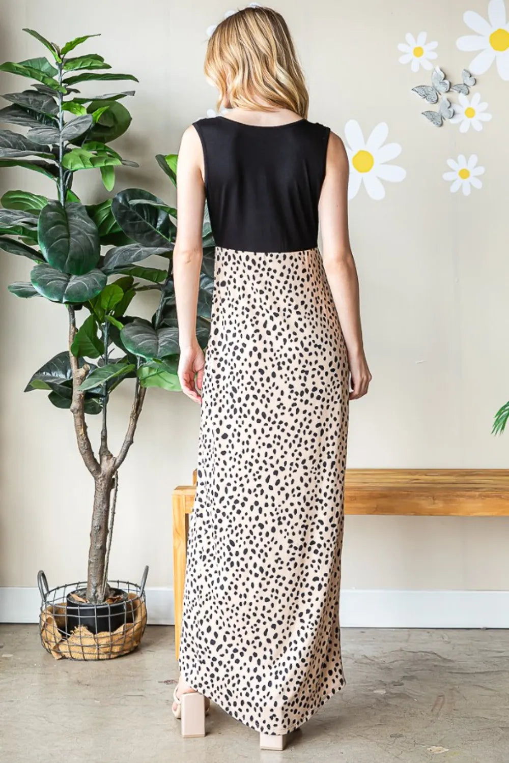 Heimish Full Size Slit Animal Print V-Neck Wide Strap Dress by Selvanelle