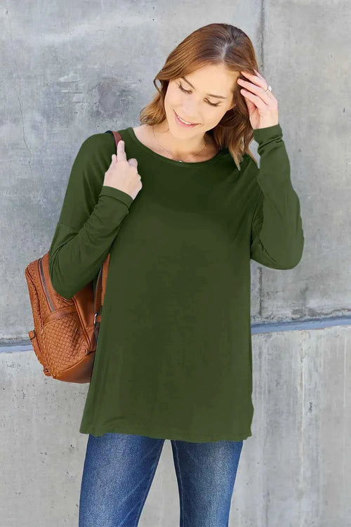 Basic Bae Full Size Round Neck Dropped Shoulder T-Shirt by Wild and Free Boutique