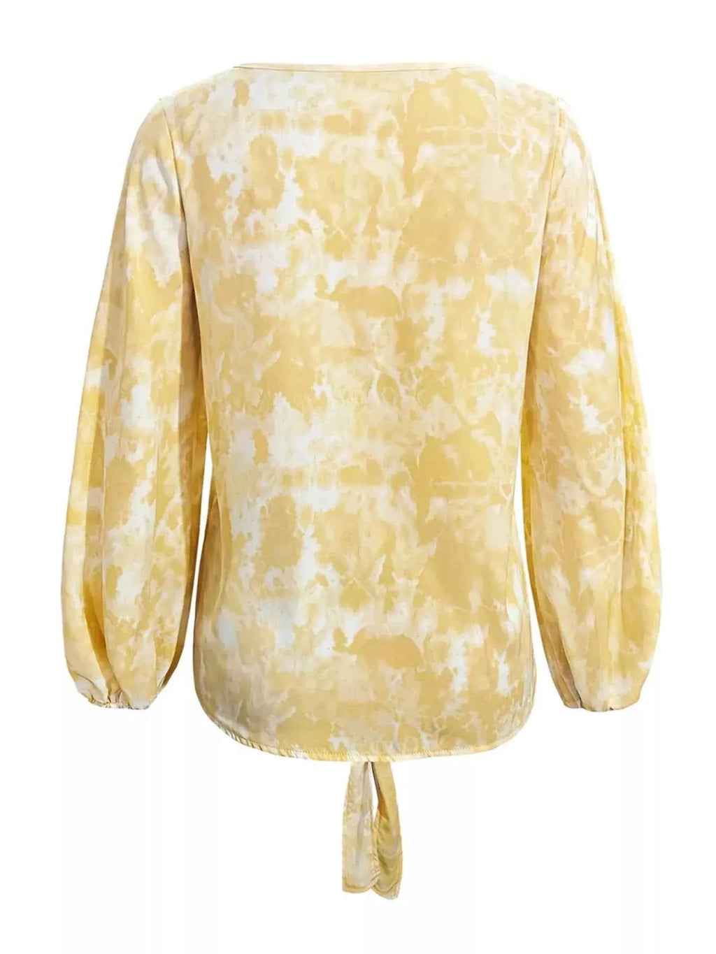 V-Neck Long Sleeve Tie Front Blouse