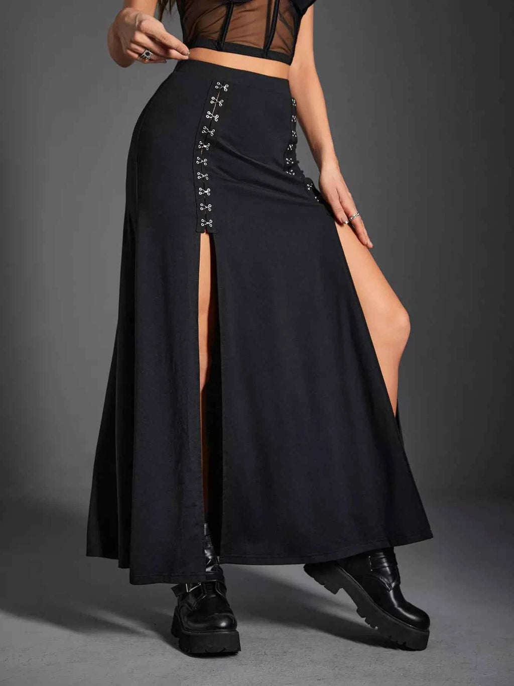 Double Slit High Waist Skirt