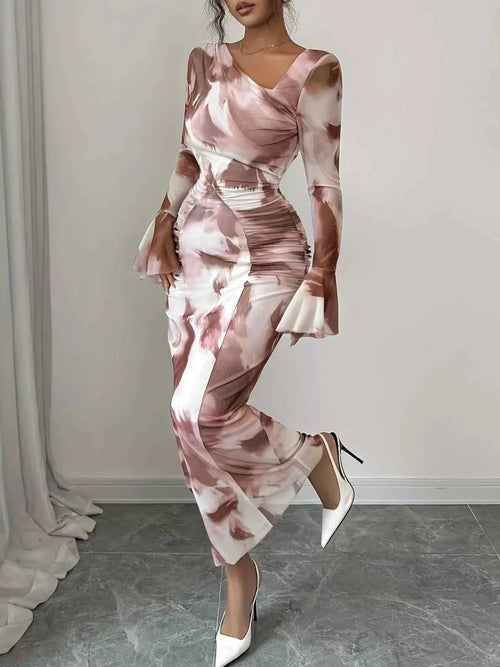 Asymmetrical Neck Long Sleeve Maxi Dress by Wild and Free Boutique