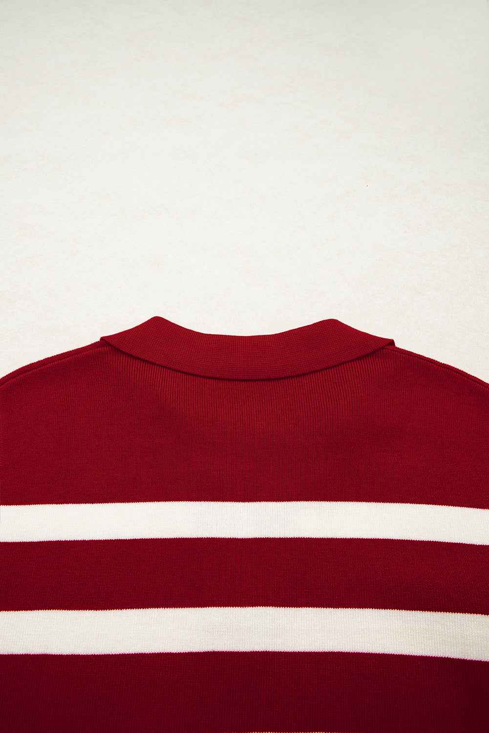 Red Stripe Collared Split Neck Sweater Vest