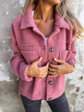 Plus Size Single-Breasted Sherpa Shacket