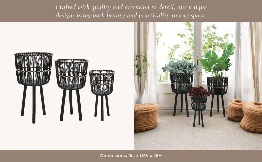 Bamboo Tripod Base Planters by Terra Cotta Botanical Boutique