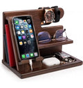 TESLYAR Wood Phone Docking Station Ash Key Holder Wallet Stand by DailySale