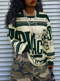 Printed Drop Shoulder Long Sleeve T Shirt