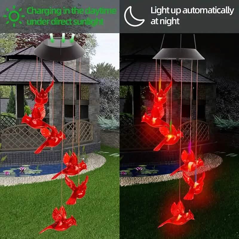 Flaming Bird Wind Chime Solar Lights by DailySale
