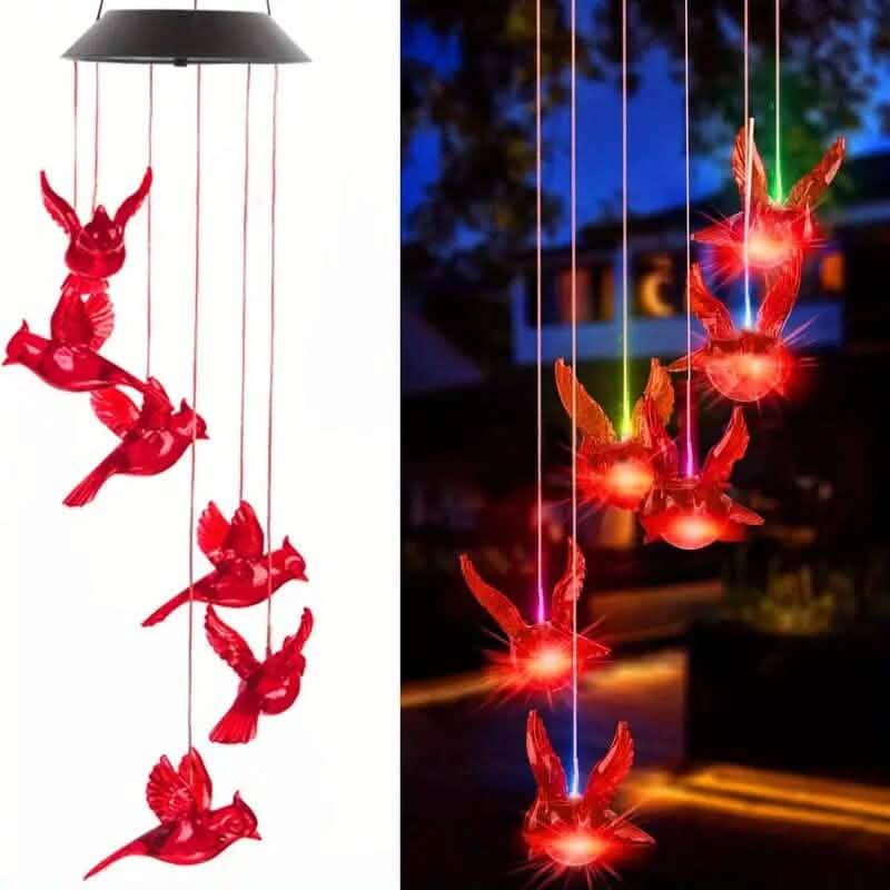 Flaming Bird Wind Chime Solar Lights by DailySale