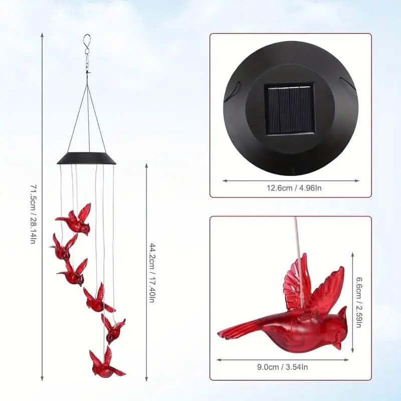 Flaming Bird Wind Chime Solar Lights by DailySale