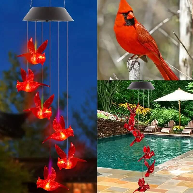 Flaming Bird Wind Chime Solar Lights by DailySale