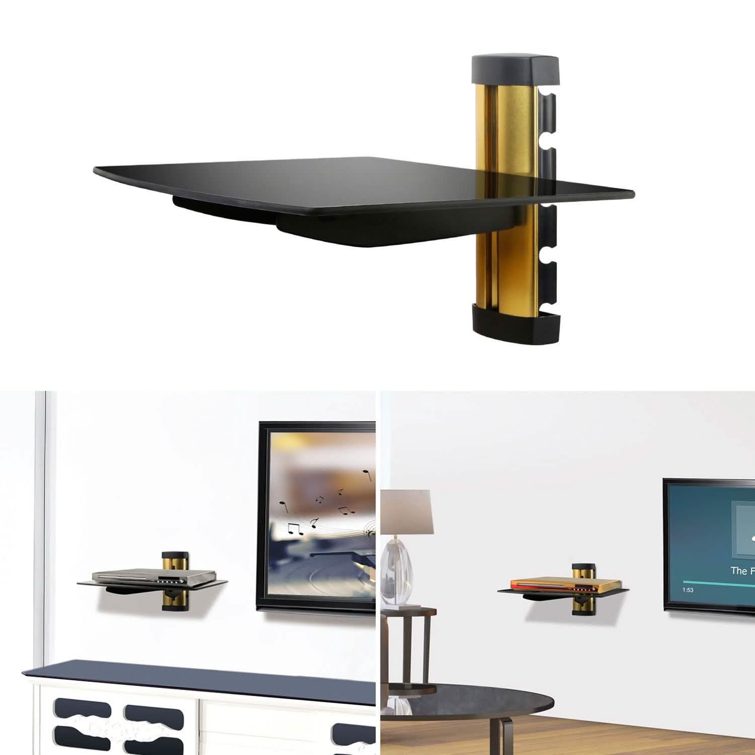 Floating Wall Mounted Strengthened Tempered Glass Shelf by DailySale