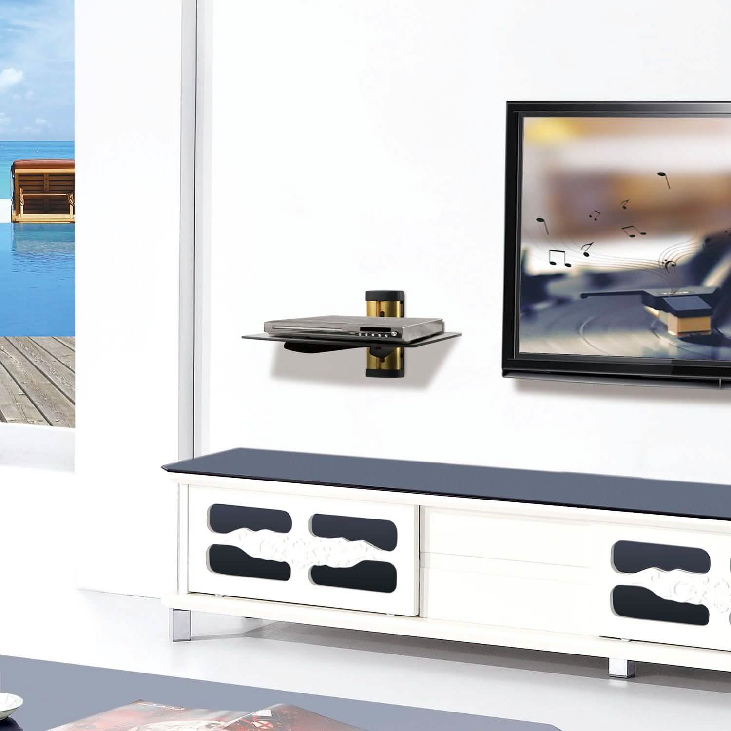 Floating Wall Mounted Strengthened Tempered Glass Shelf by DailySale