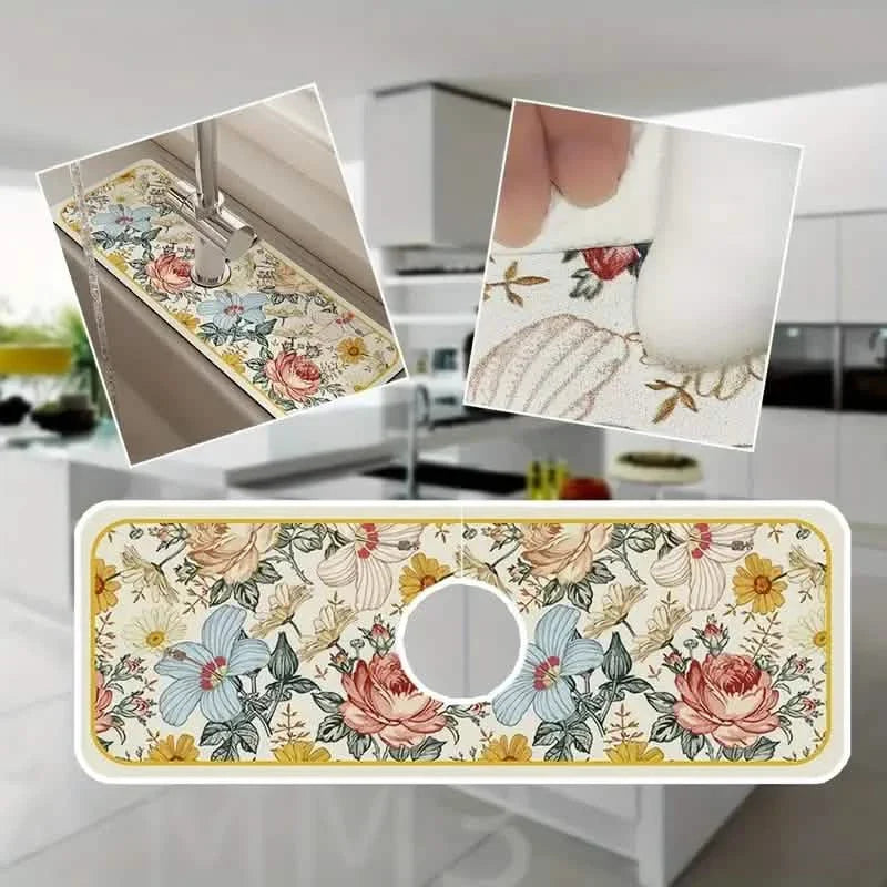 Floral Sink Faucet Absorbent Mat by DailySale
