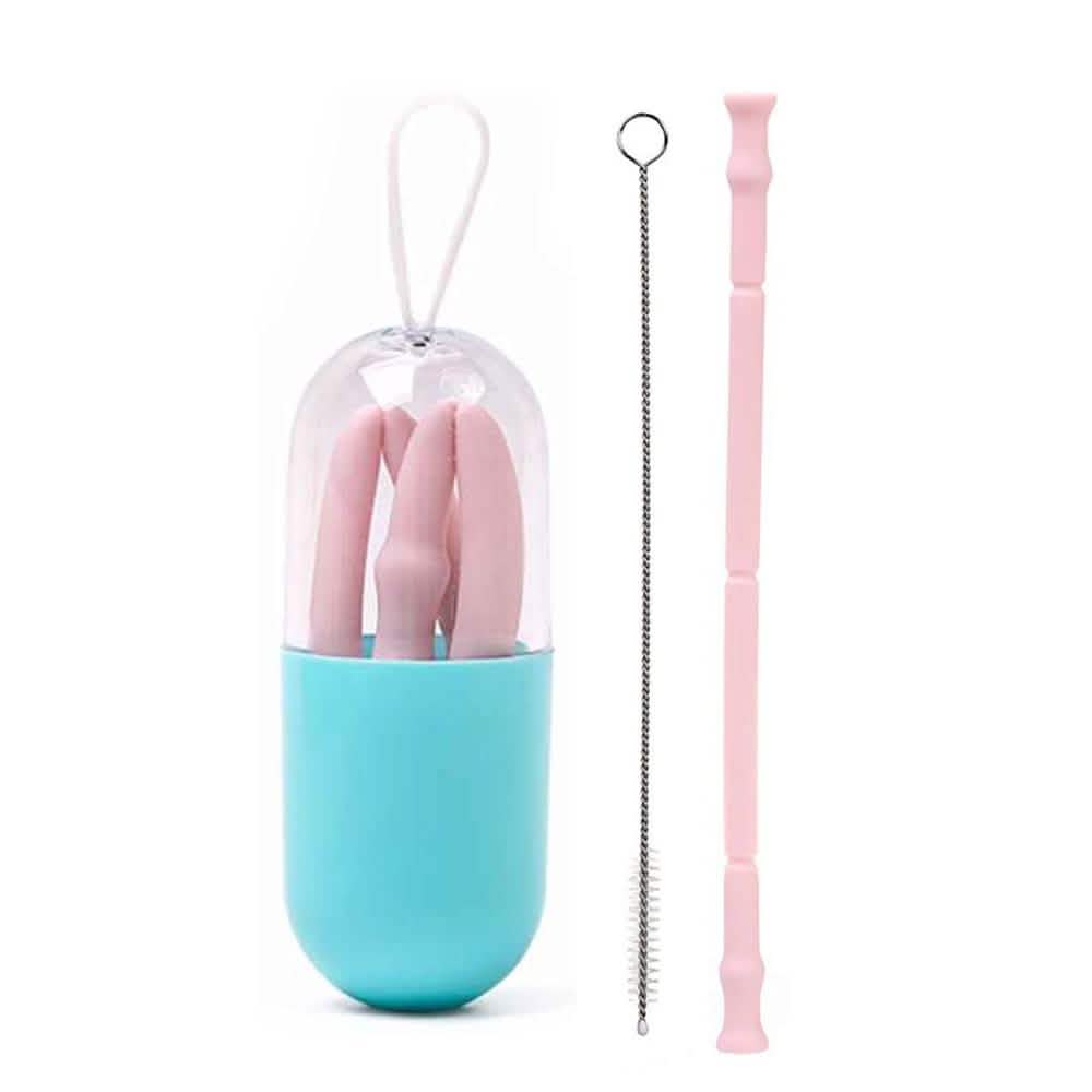 Foldable And Reusable Silicone Drinking Straw With Case by DailySale