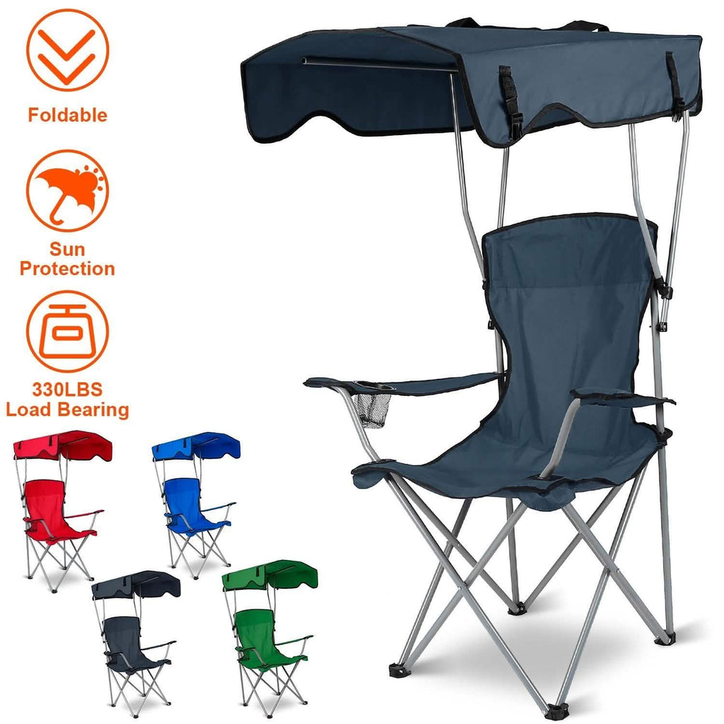 Foldable Beach Canopy Chair Sun Protection with Cup Holder by DailySale