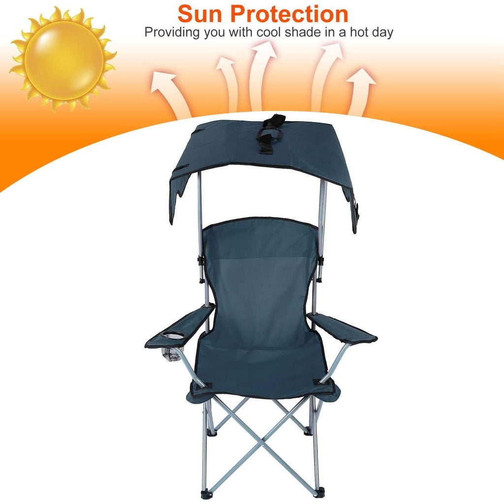 Foldable Beach Canopy Chair Sun Protection with Cup Holder by DailySale