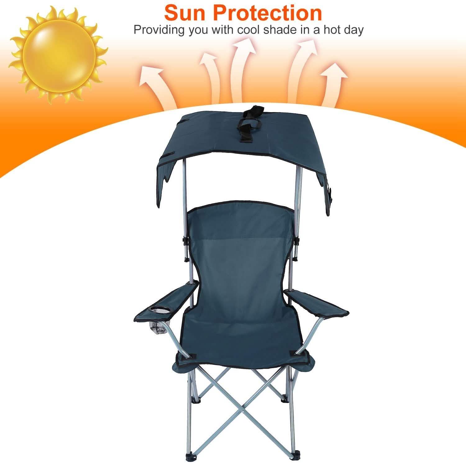 Foldable Beach Canopy Chair Sun Protection with Cup Holder by DailySale