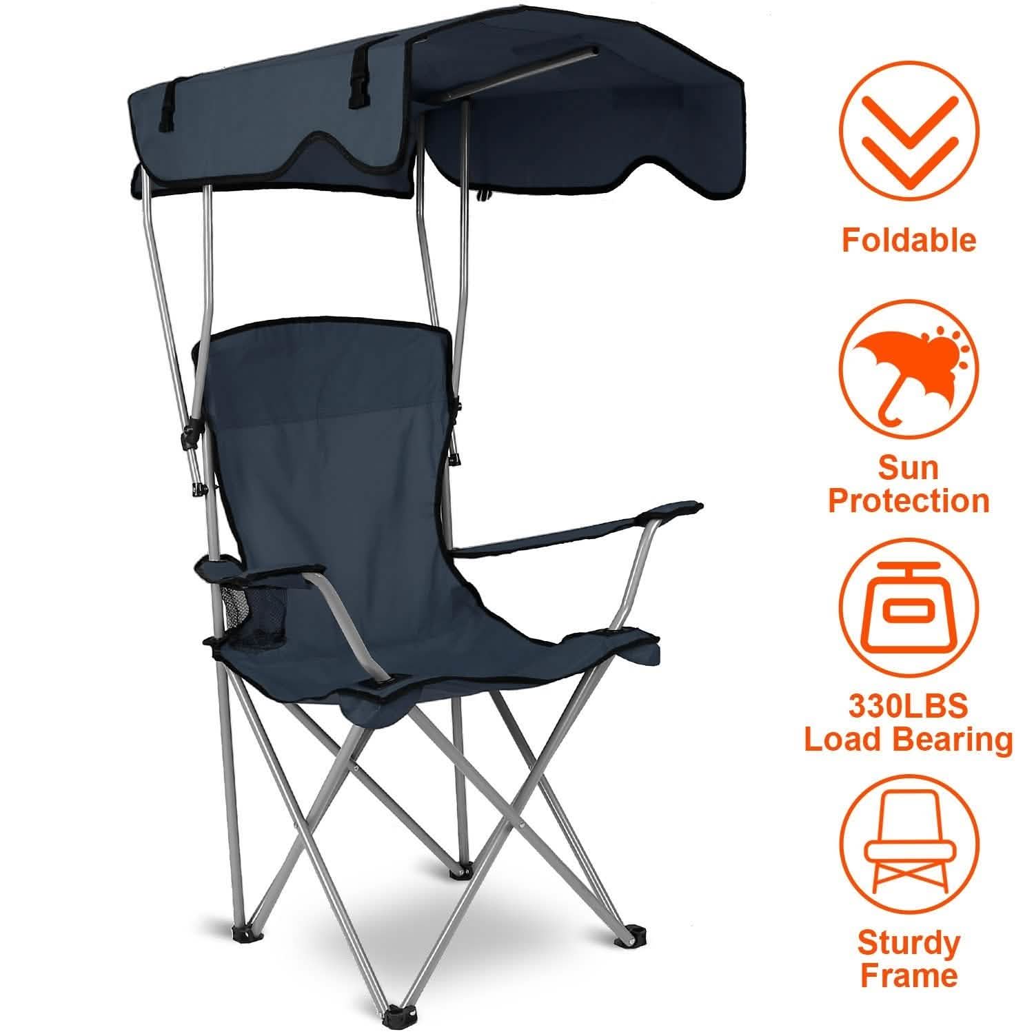 Foldable Beach Canopy Chair Sun Protection with Cup Holder by DailySale