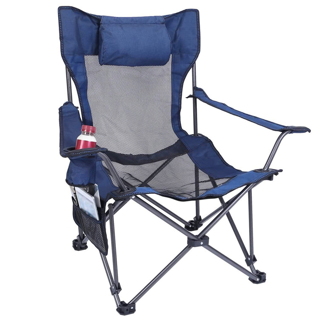 Foldable Camping Chair Heavy Duty Steel Lawn Chair with Reclining Backrest Angle by DailySale