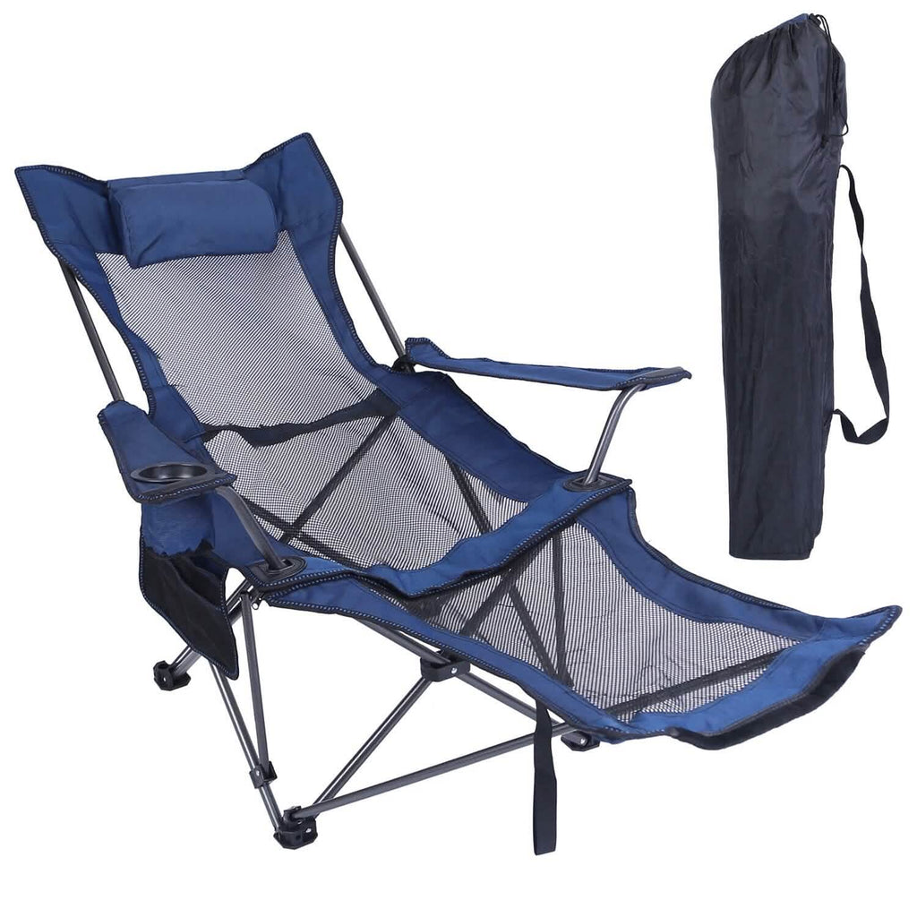 Foldable Camping Chair Heavy Duty Steel Lawn Chair with Reclining Backrest Angle by DailySale