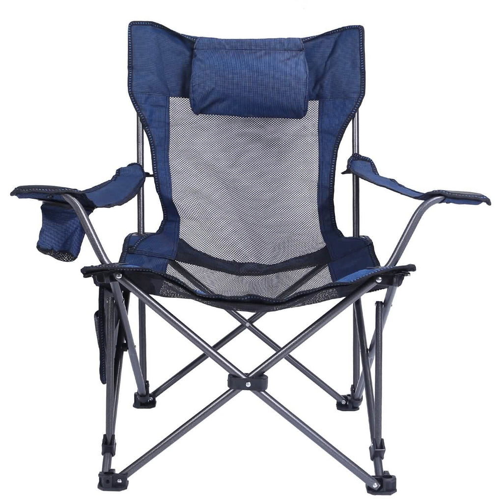 Foldable Camping Chair Heavy Duty Steel Lawn Chair with Reclining Backrest Angle by DailySale
