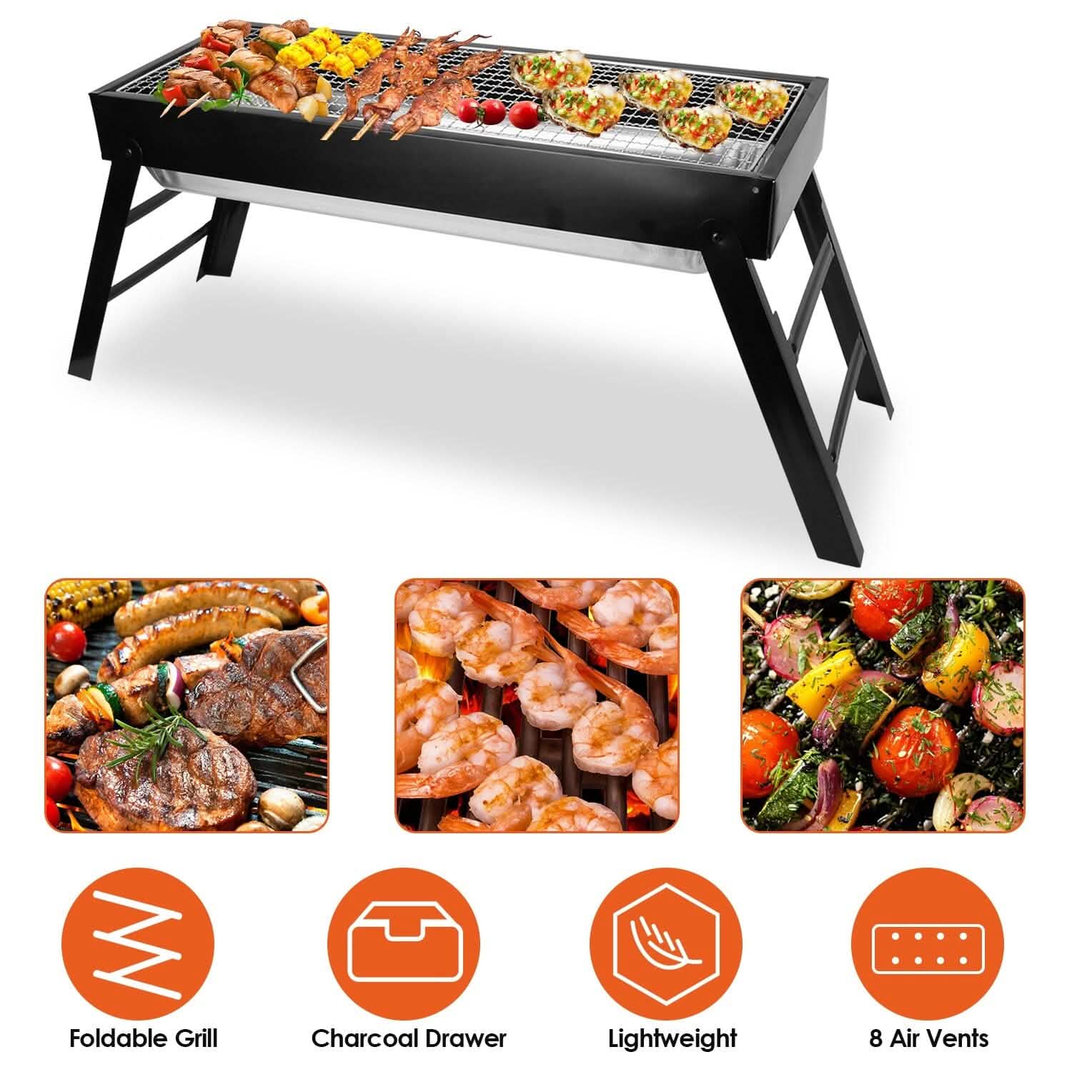 Foldable Charcoal BBQ Grill Stainless Steel Grill Net by DailySale